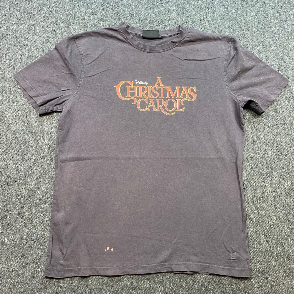 Disney A Christmas Carol TShirt Sz L Mens Black Movie Promo Holiday Goth Grunge